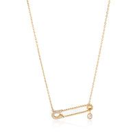 Diamond Safety Pin Necklace in 18K Yellow Gold 0.24 CTW