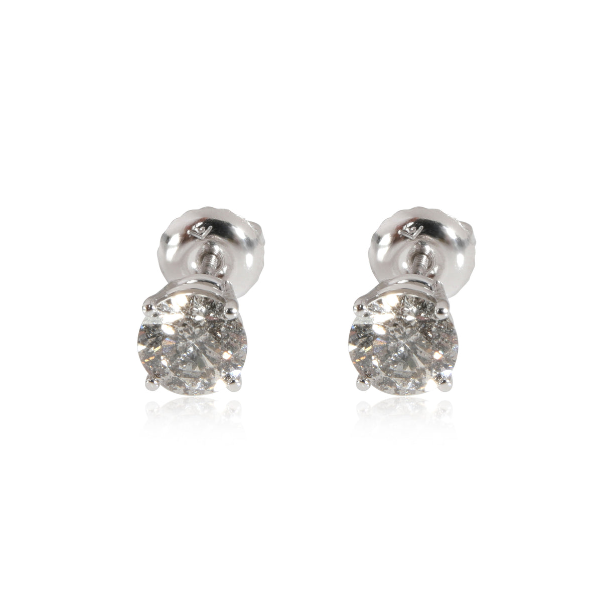 Four Prong Diamond Stud Earring in 14K White Gold 0.98 CTW