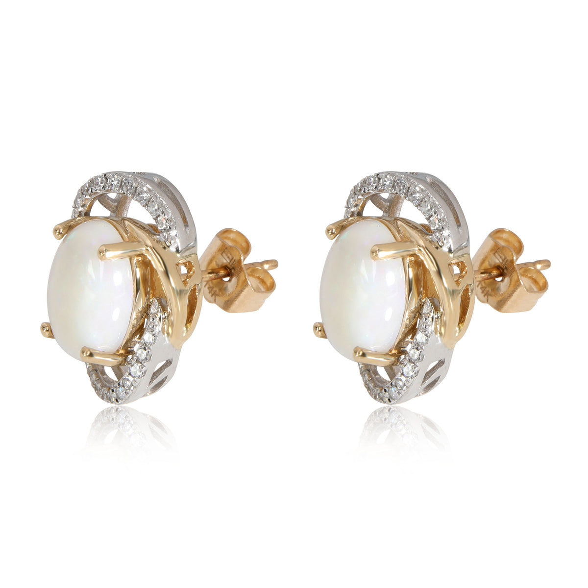 Effy Aurora Opal Diamond Stud Earring in 14K Yellow Gold 0.16 CTW