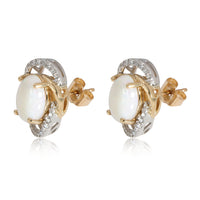 Effy Aurora Opal Diamond Stud Earring in 14K Yellow Gold 0.16 CTW