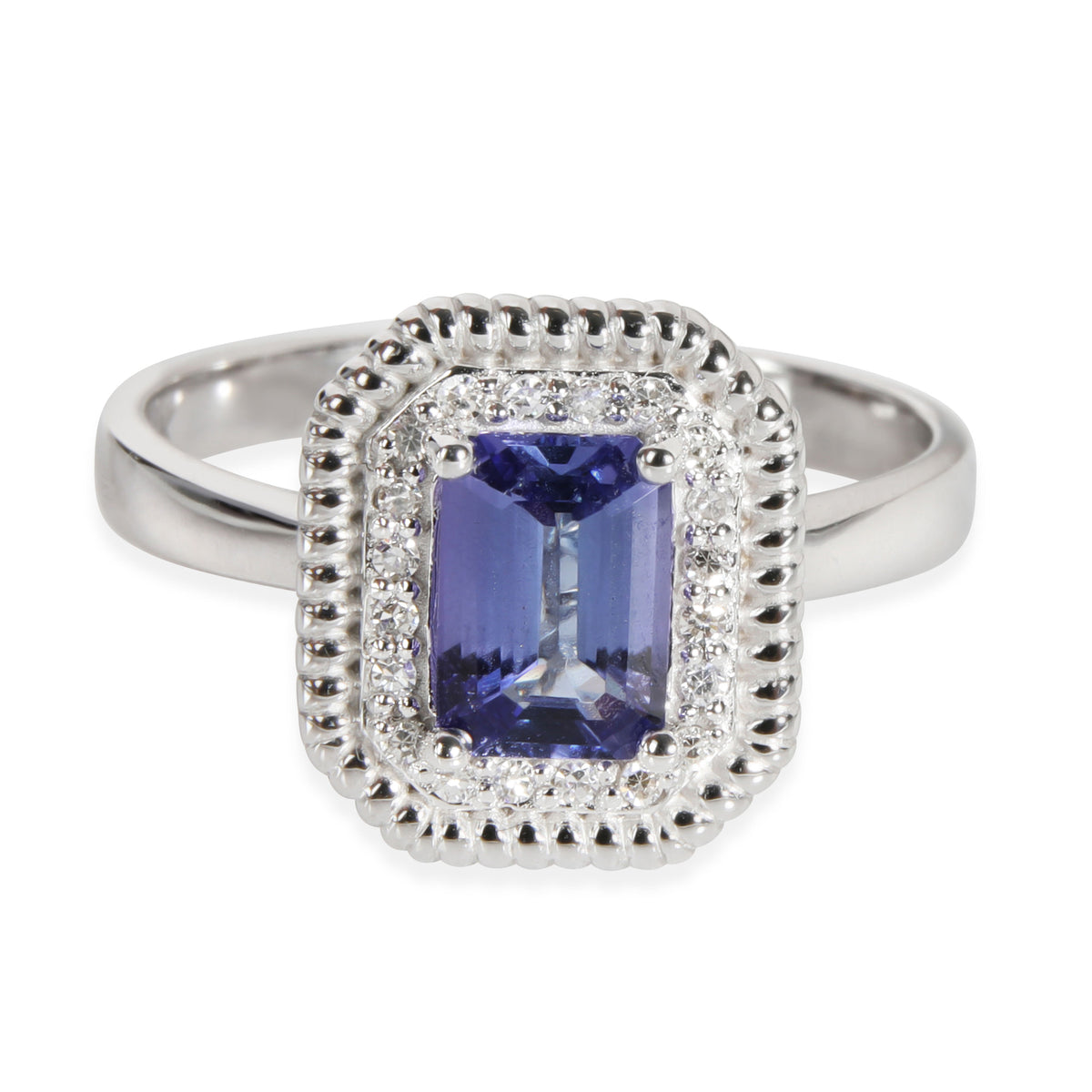 Effy Halo Tanzanite & Diamond Fashion Ring in 14K White Gold 0.08 CTW