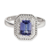 Effy Halo Tanzanite & Diamond Fashion Ring in 14K White Gold 0.08 CTW