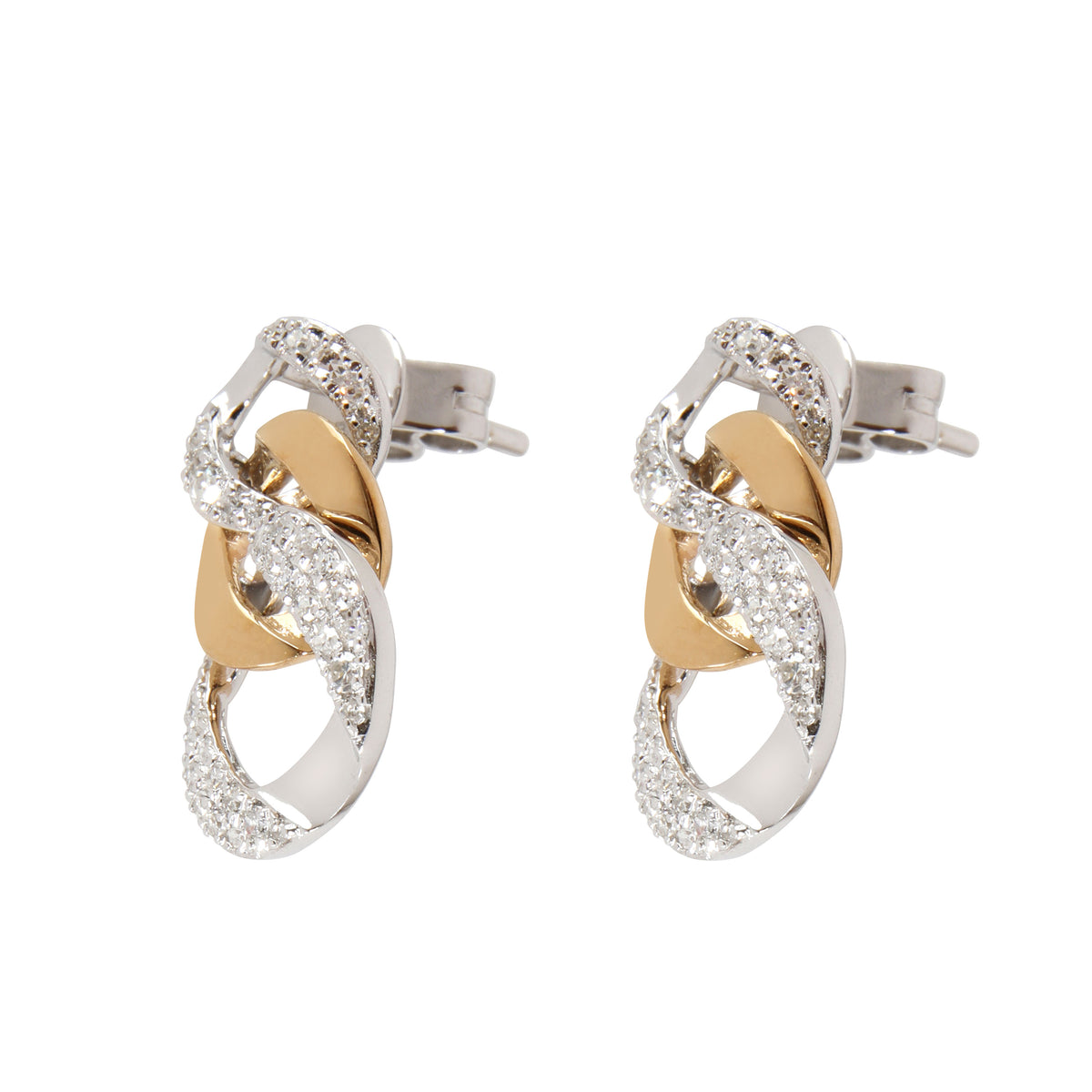 Effy Curb Link Diamond Drop Earring in 14K 2 Tone Gold 0.34 CTW