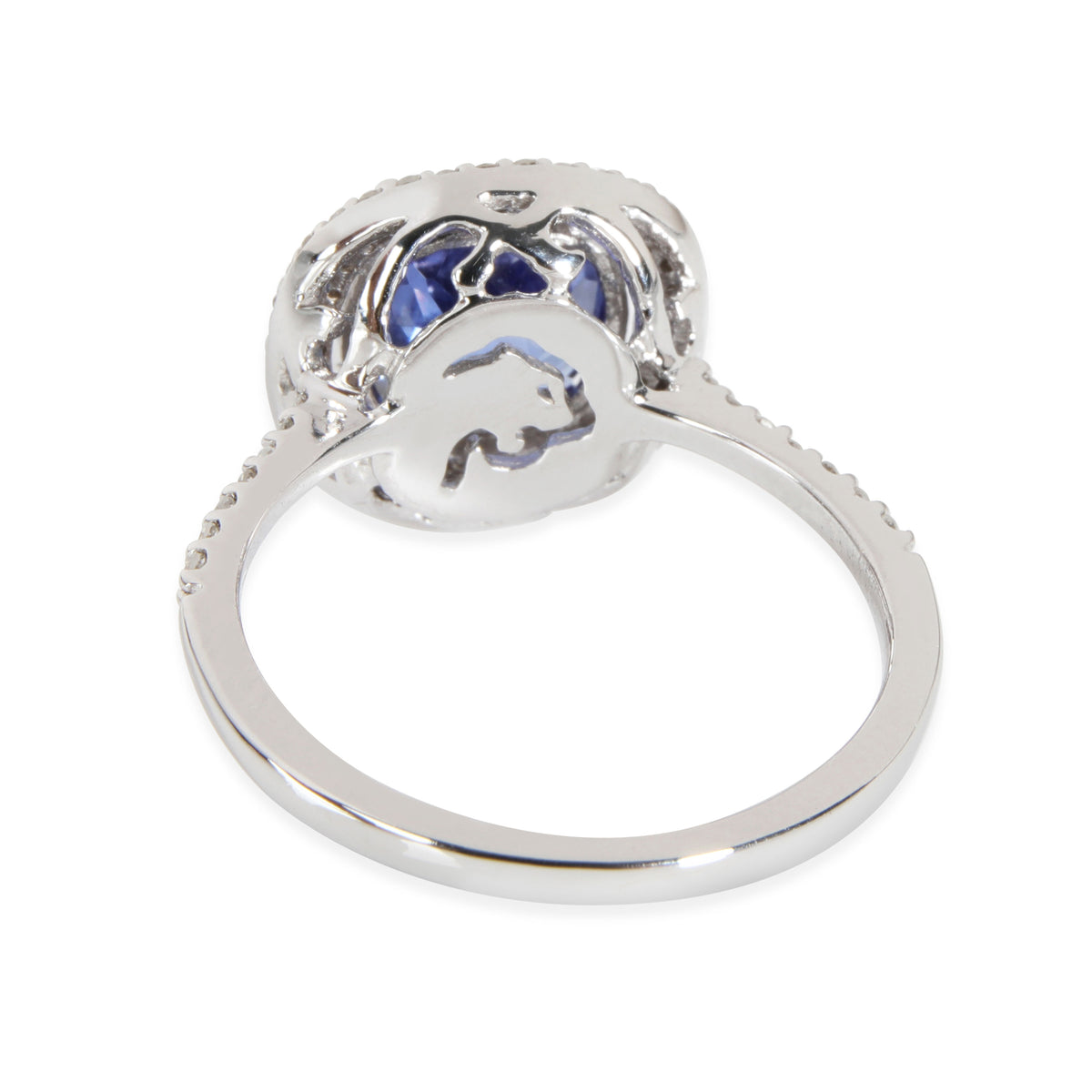 Effy Double Halo Tanzanite & Diamond Ring in 14K White Gold 0.29 CTW