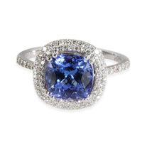 Effy Double Halo Tanzanite & Diamond Ring in 14K White Gold 0.29 CTW