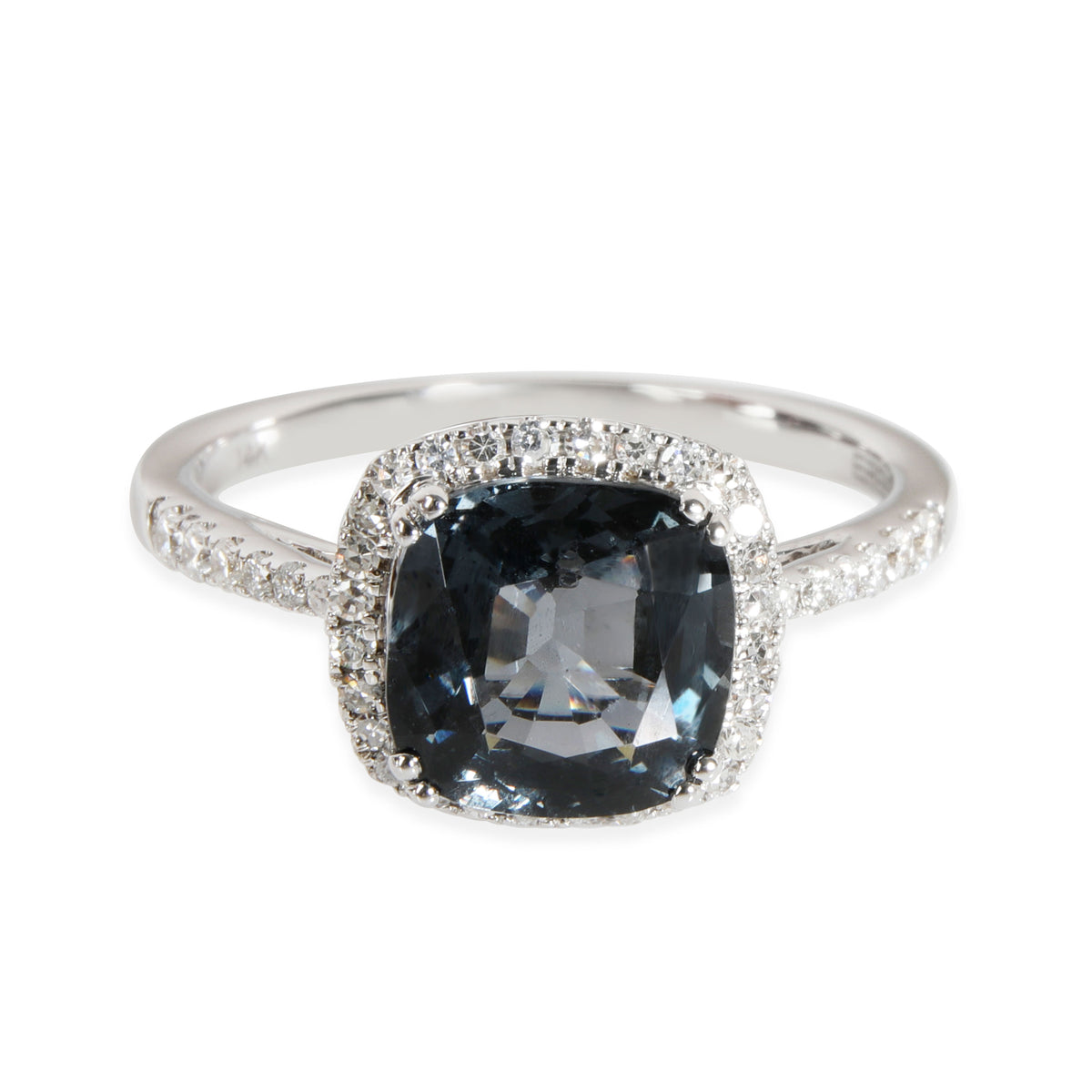 Spinel Diamond Halo Ring in 14K White Gold 0.25 CTW