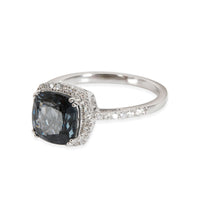 Spinel Diamond Halo Ring in 14K White Gold 0.25 CTW