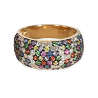 Effy Multi Colored Sapphire Diamond Dome Ring in 14K Yellow Gold Mix 0.53 CTW