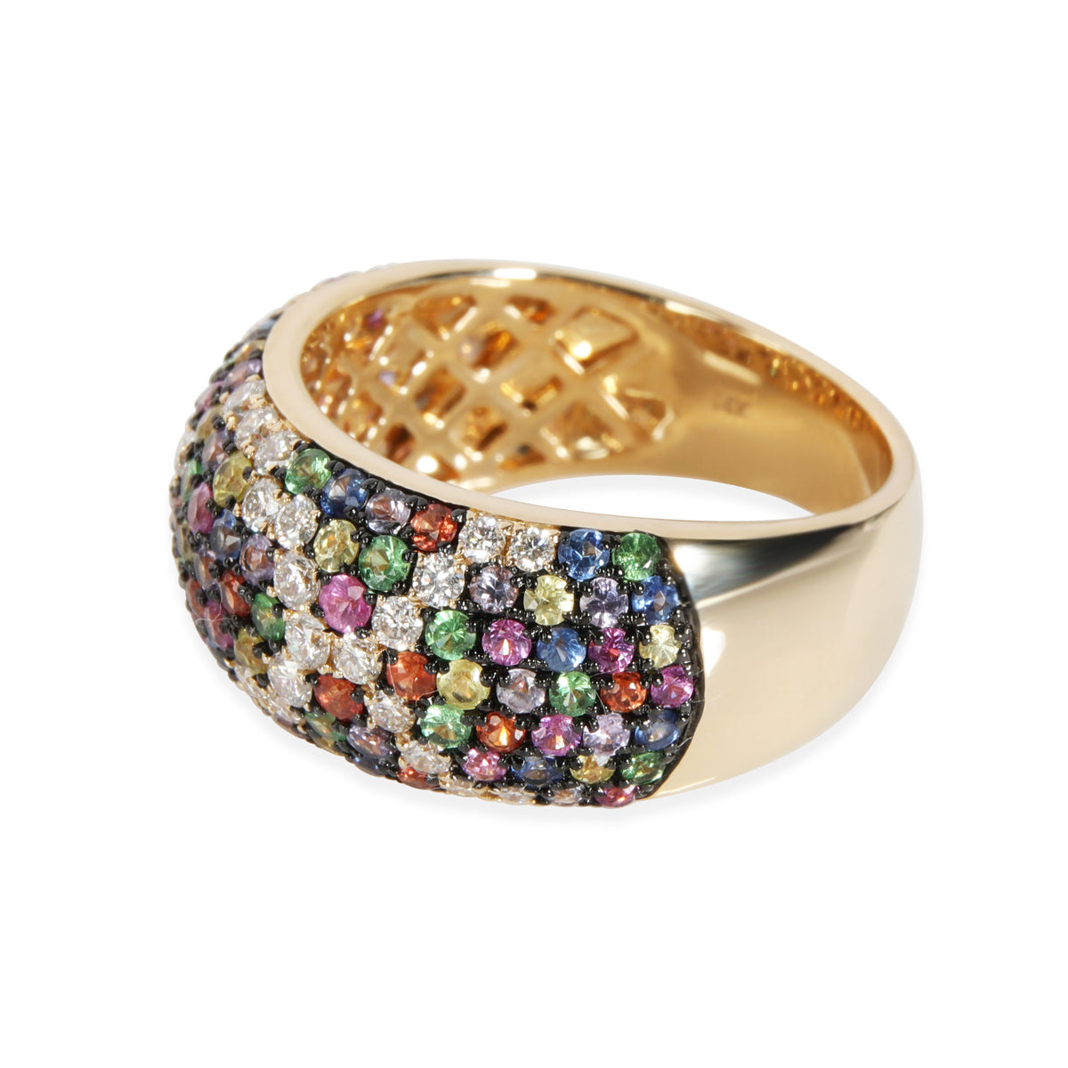 Effy Multi Colored Sapphire Diamond Dome Ring in 14K Yellow Gold Mix 0.53 CTW