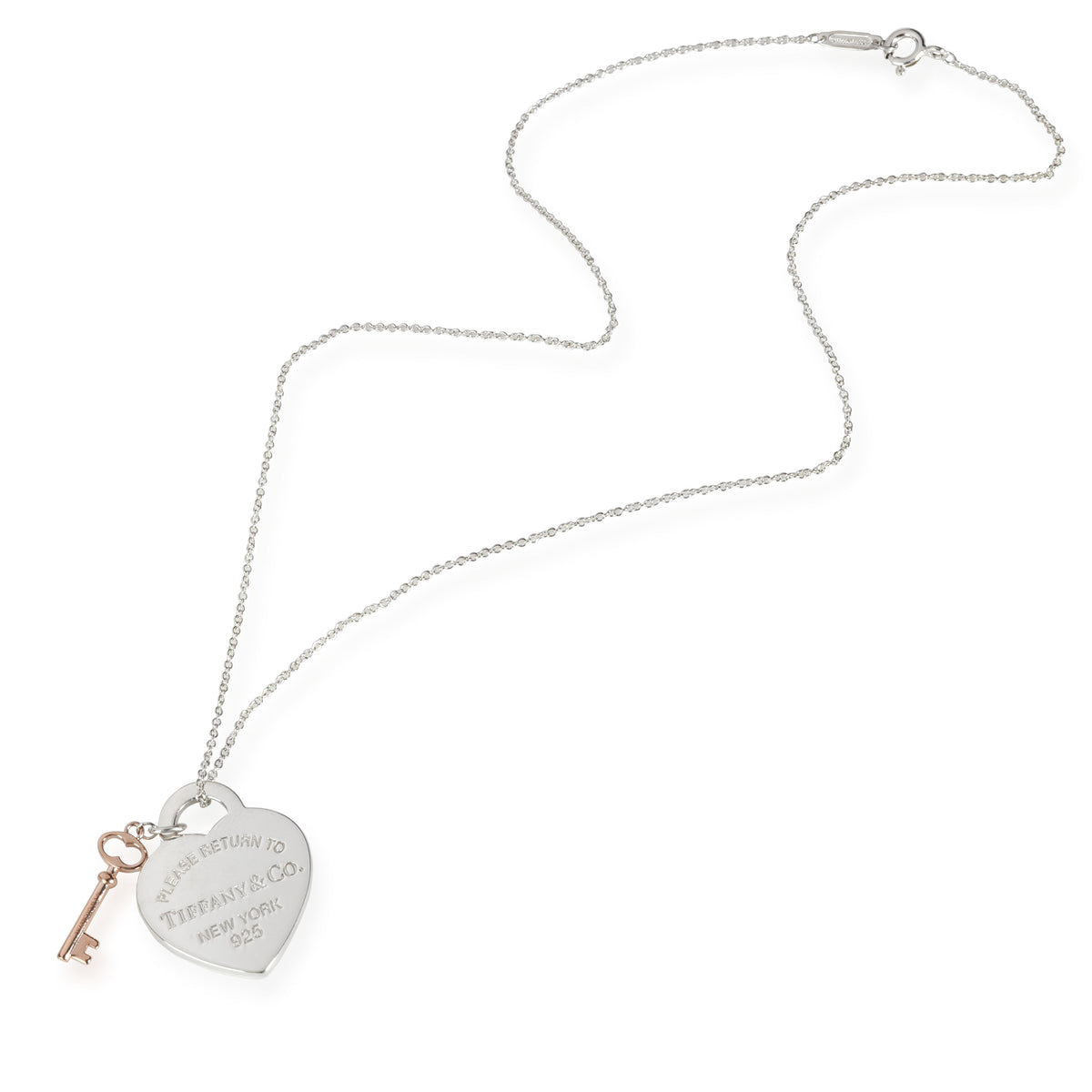 Return to Tiffany Heart Tag Key Pendant in  Sterling Silver and Rubedo