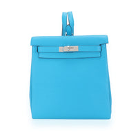 NIB Hermès Bleu Frida Clémence Kelly Ado II Backpack PHW