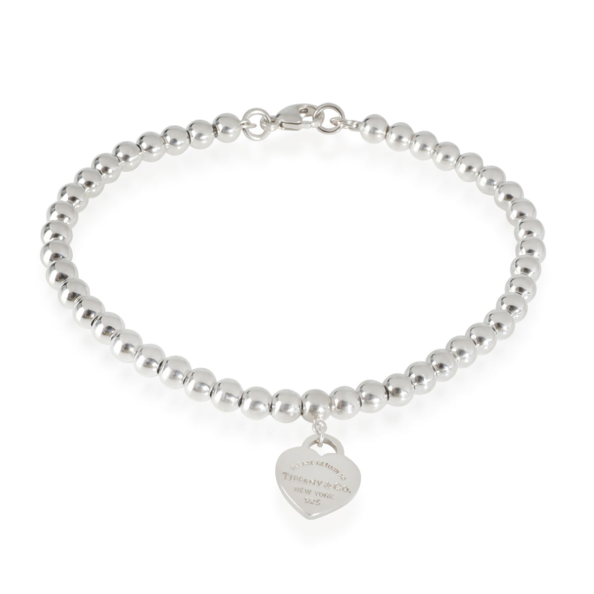 Return to Tiffany Heart Charm Bead Bracelet in  Sterling Silver