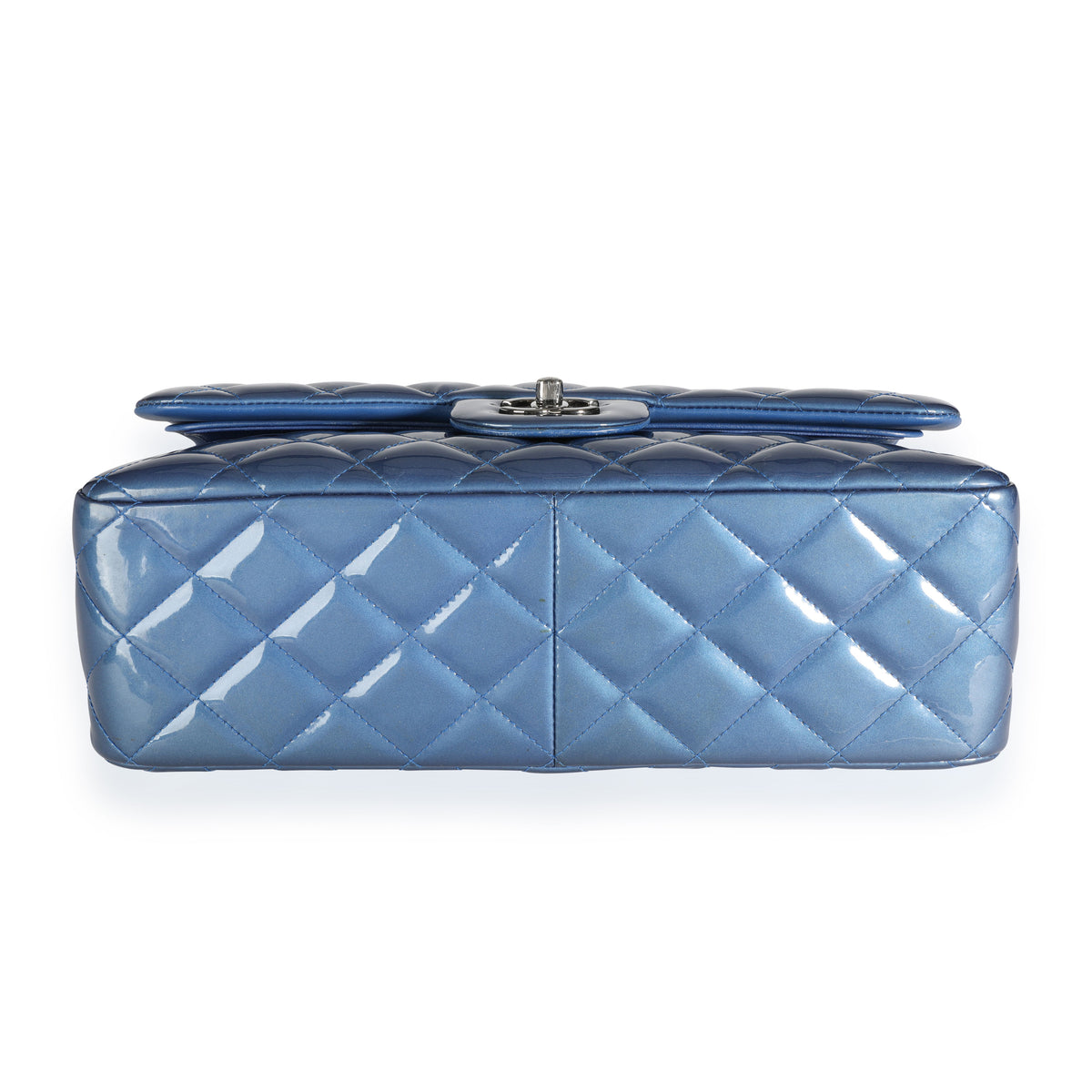 Chanel Blue Patent Leather Quilted Jumbo Classic Double Flap Bag, myGemma