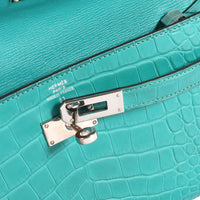 Hermès Bleu Paon Matte Alligator Classic Kelly Wallet PHW