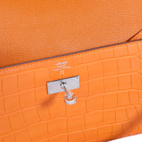 Hermès Abricot Matte Alligator Classic Kelly Wallet PHW