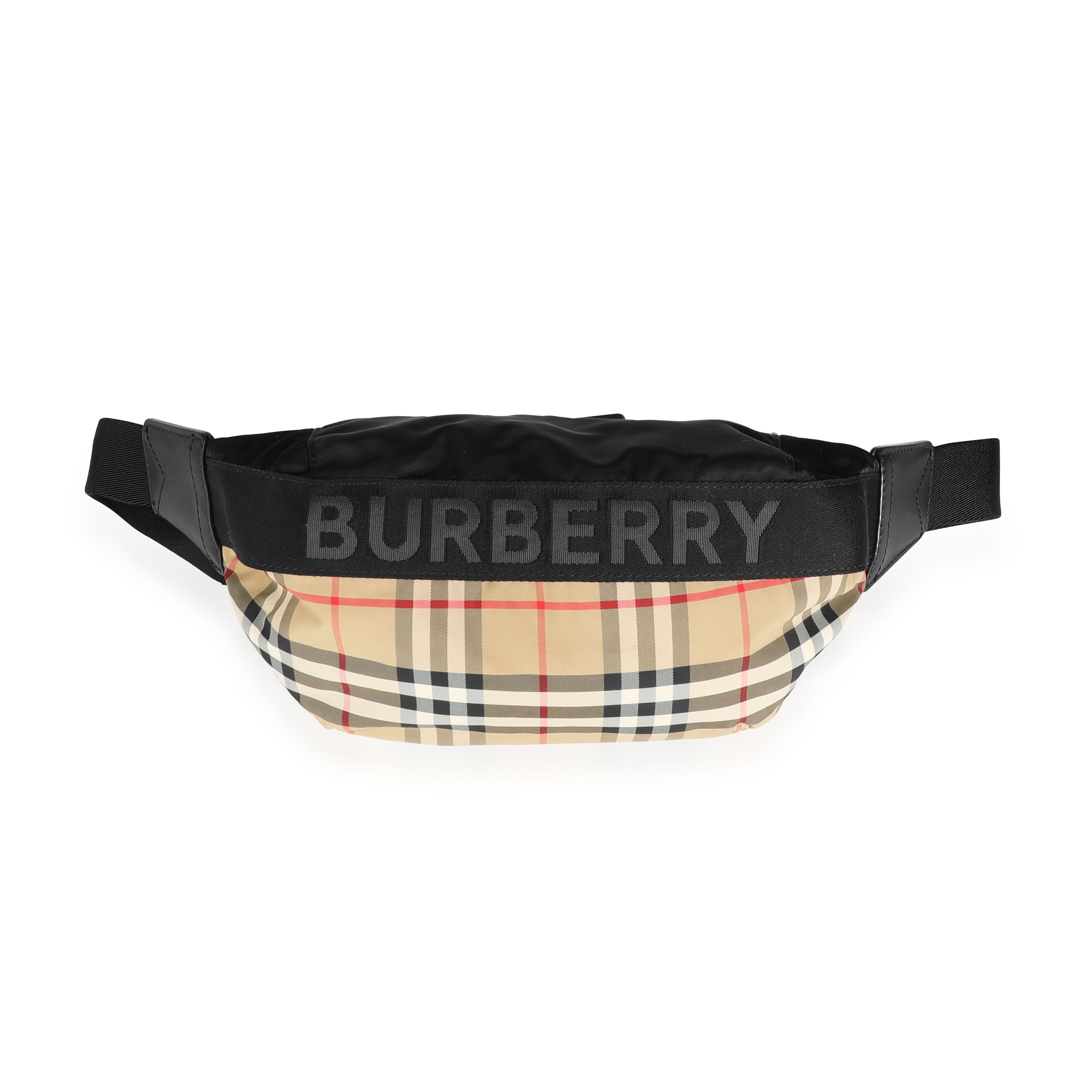BURBERRY E-Canvas Monogram Stripe Medium Sonny Bum Bag Bridle