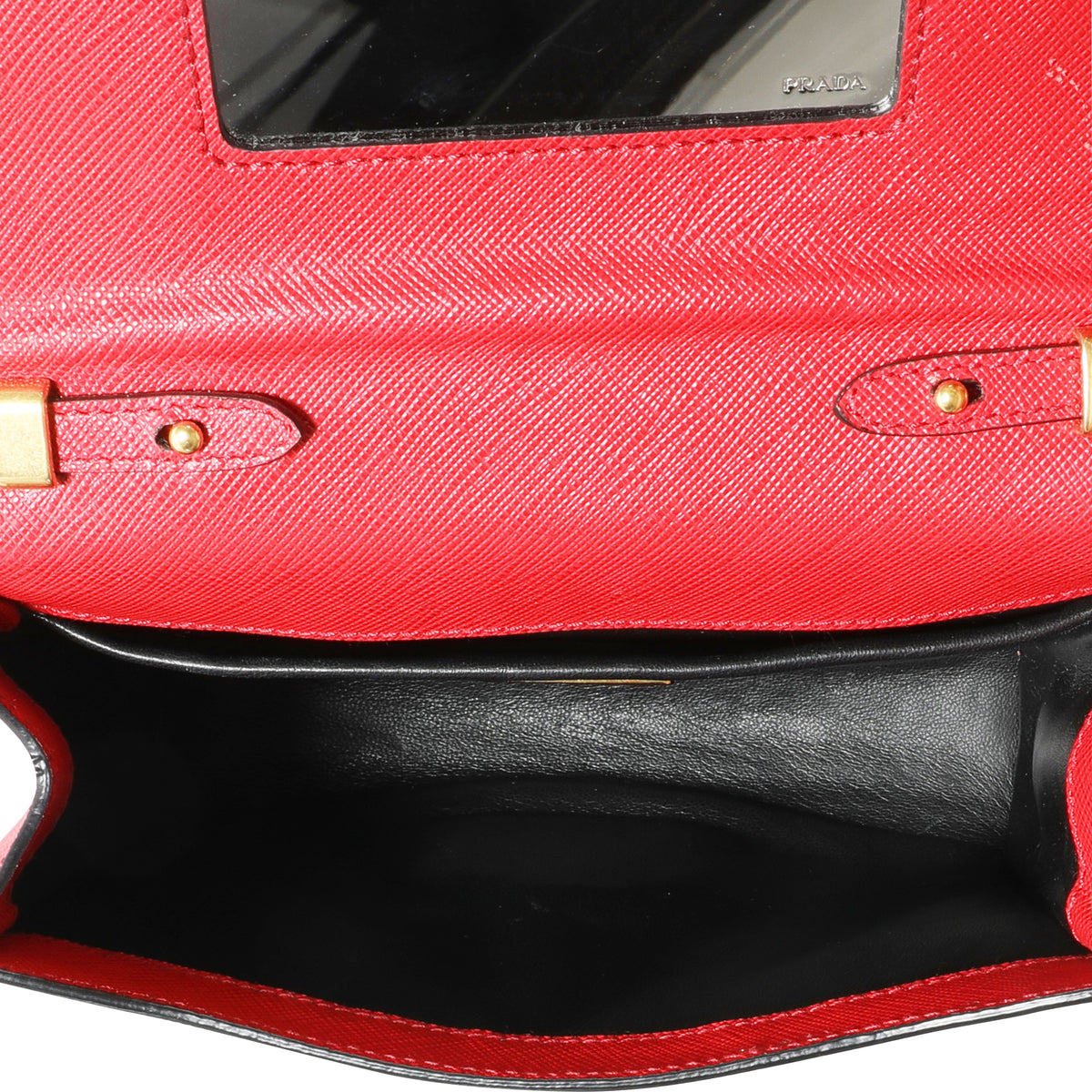 Black/fiery Red Small Saffiano Leather Double Prada Bag