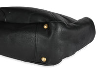 Prada Black Vitello Daino Leather Medium Side Pocket Hobo