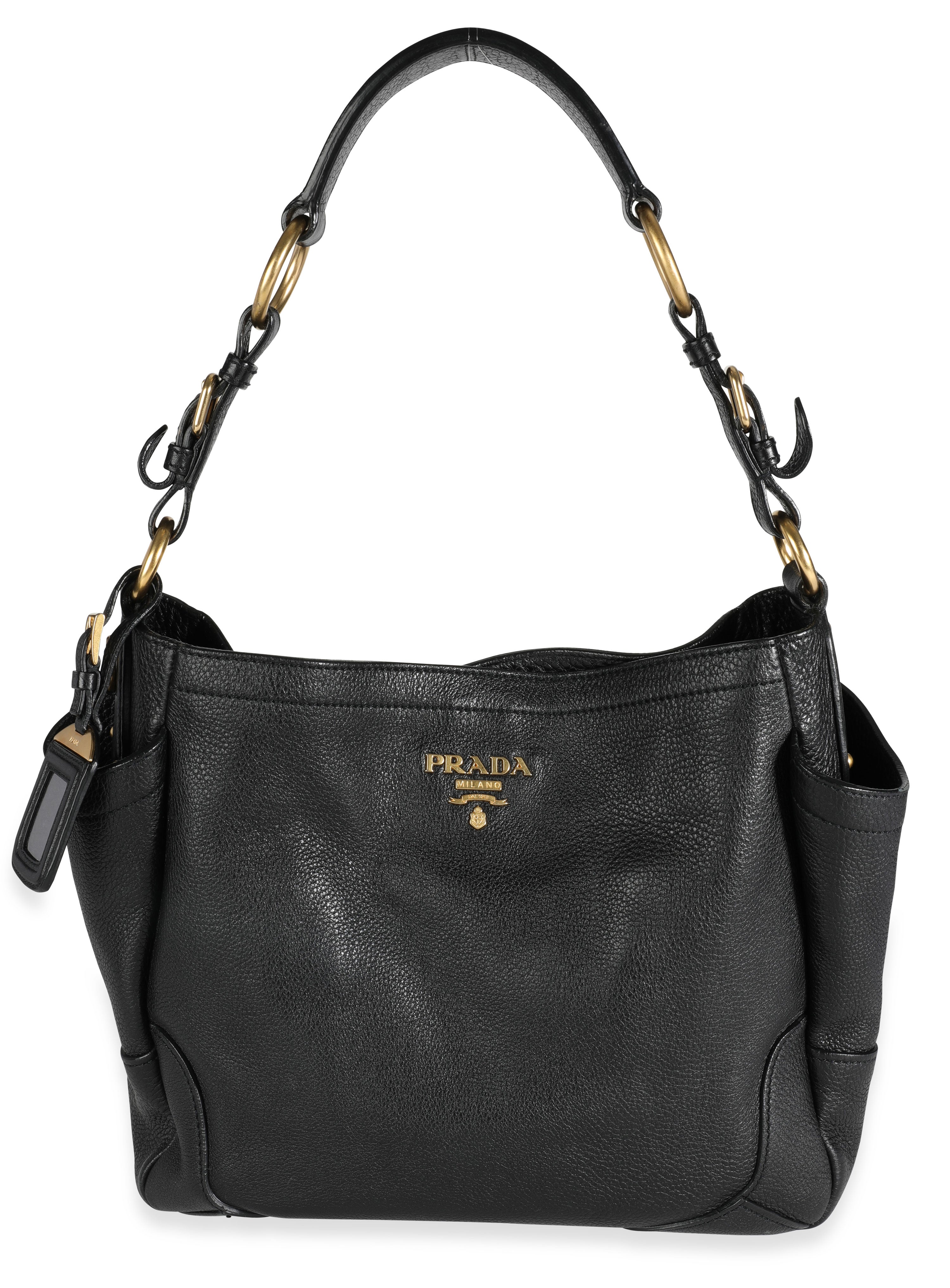Preloved Prada Front Pocket Vitello Daino Black Leather Tote 208 05102 –  KimmieBBags LLC