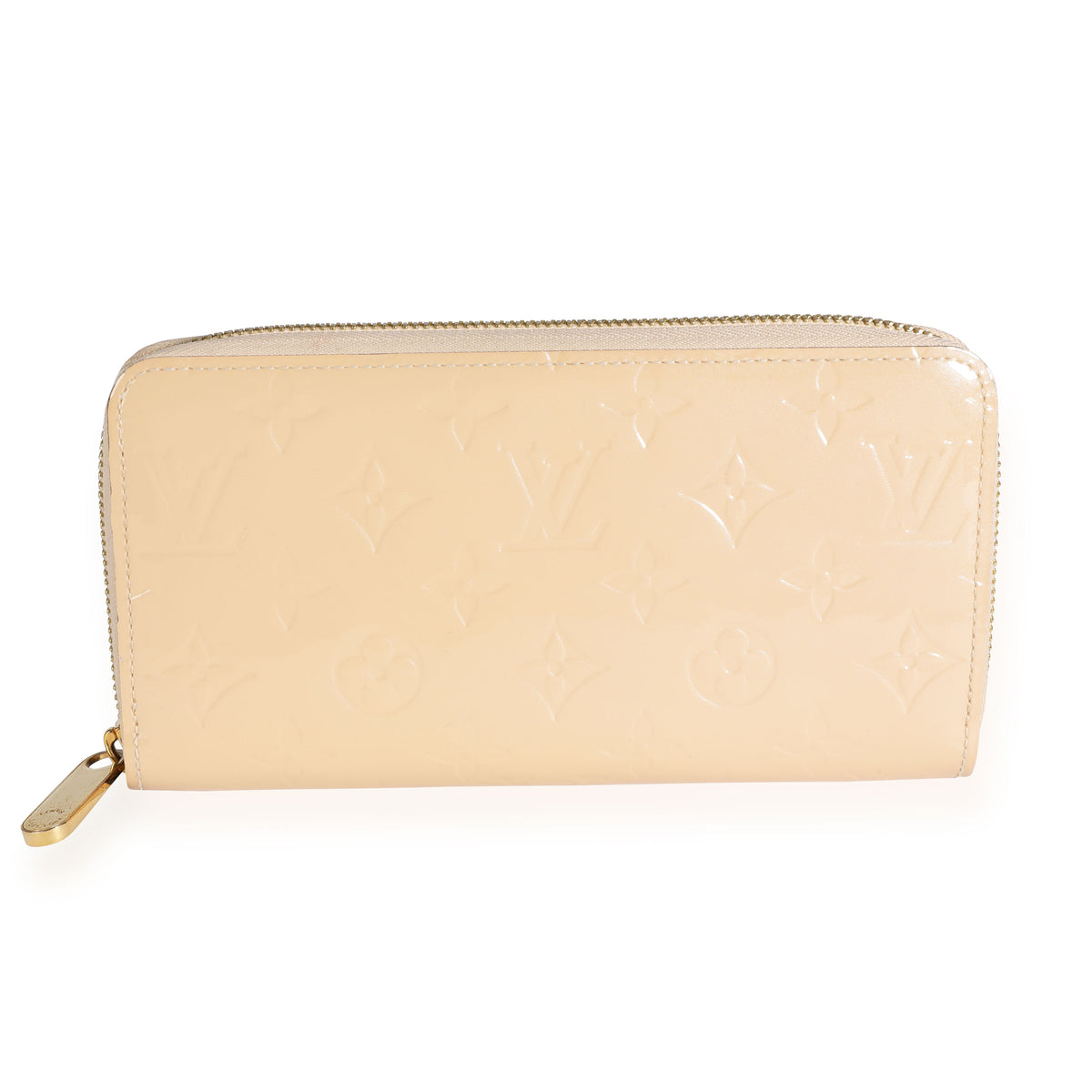 Louis Vuitton Cream White Monogram Vernis Zippy Wallet For Sale at