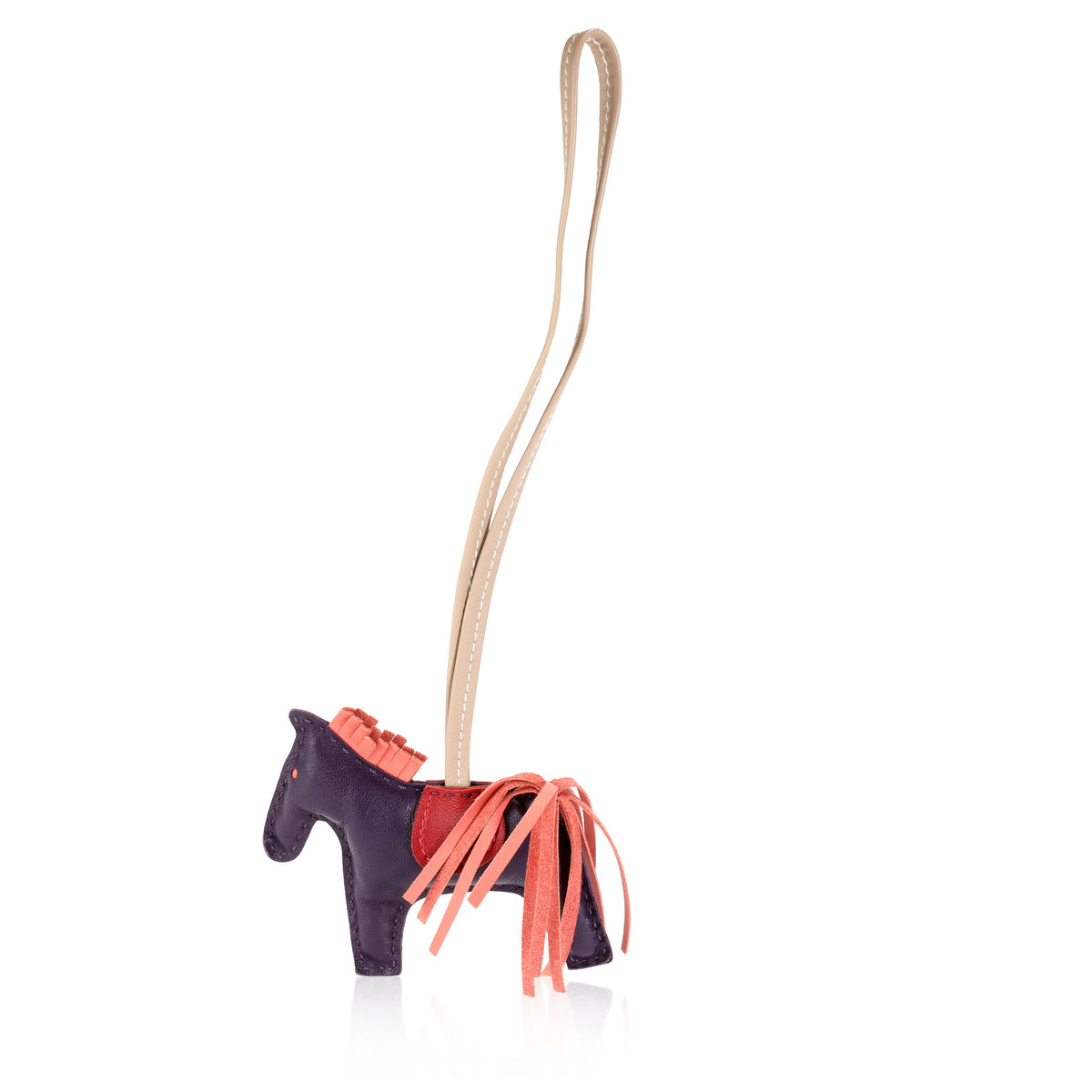 Hermès Raisin, Flamingo, Rouge Vif, & Argile Milo Lambskin Grigri Rodeo Charm PM