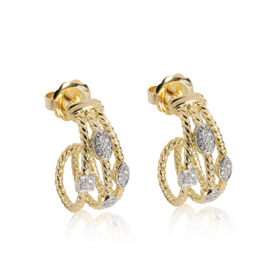 David Yurman Confetti Diamond Hoop Earrings in 18K Yellow Gold 0.15 Ctw