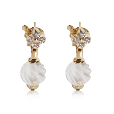 Boucheron Carved Rock Crystal & Diamond Earrings in 18K Yellow Gold 3/8 Ctw