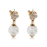 Boucheron Carved Rock Crystal & Diamond Earrings in 18K Yellow Gold 3/8 Ctw