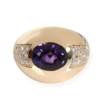 Mauboussin Amethyst & Diamond Gypsy Ring 18K Yellow Gold 0.45 CTW