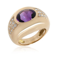 Mauboussin Amethyst & Diamond Gypsy Ring 18K Yellow Gold 0.45 CTW