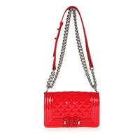 Chanel Red Quilted Patent Leather & Plexiglass Small Boy Bag