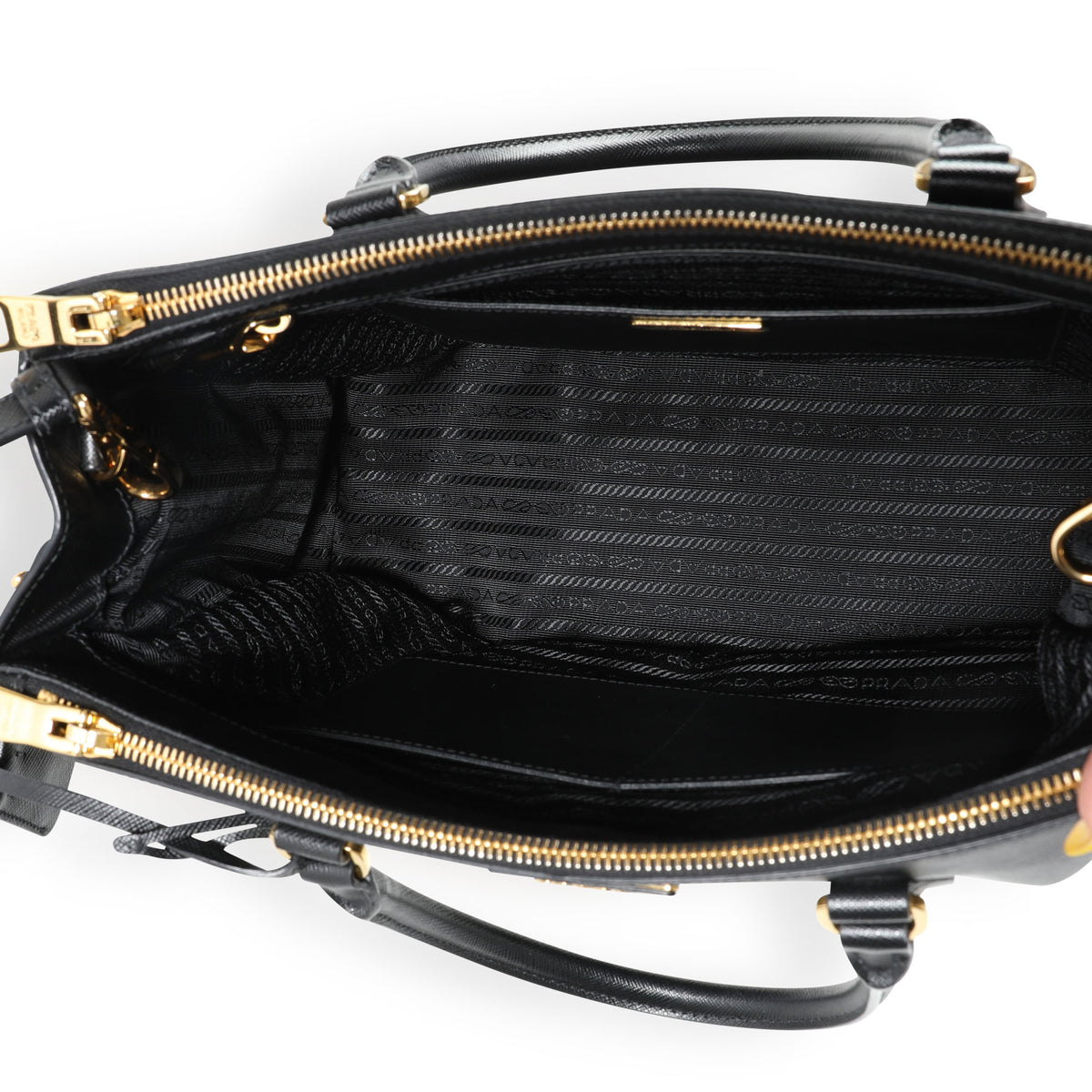 Large Saffiano Leather Prada Galleria Bag in BLACK