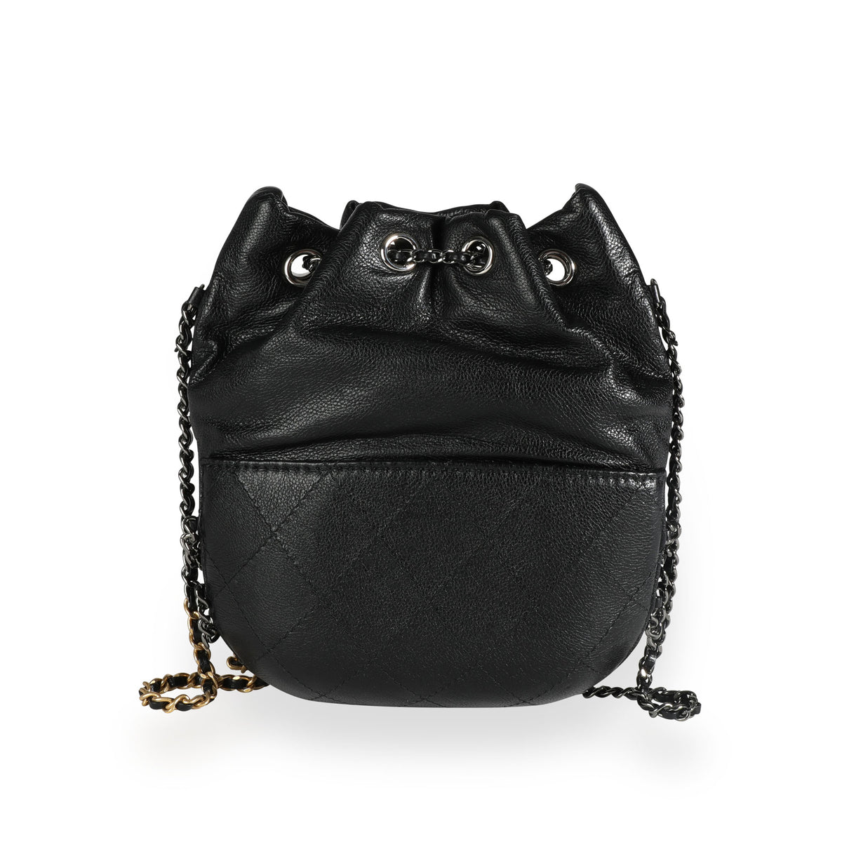 Chanel - Authenticated Gabrielle Bucket Handbag - Leather Black Plain for Women, Very Good Condition