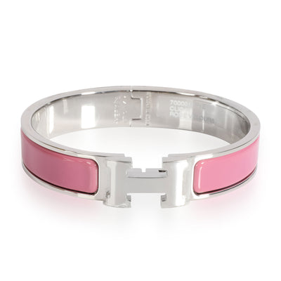 Hermès Clic H Rose Velours Palladium Plated Bangle