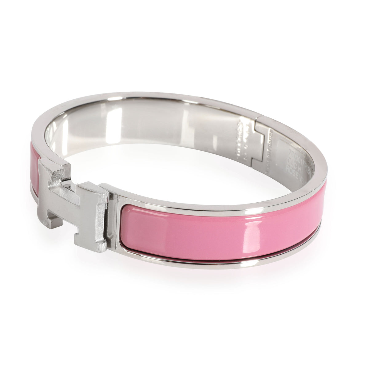 Hermès Clic H Rose Velours Palladium Plated Bangle