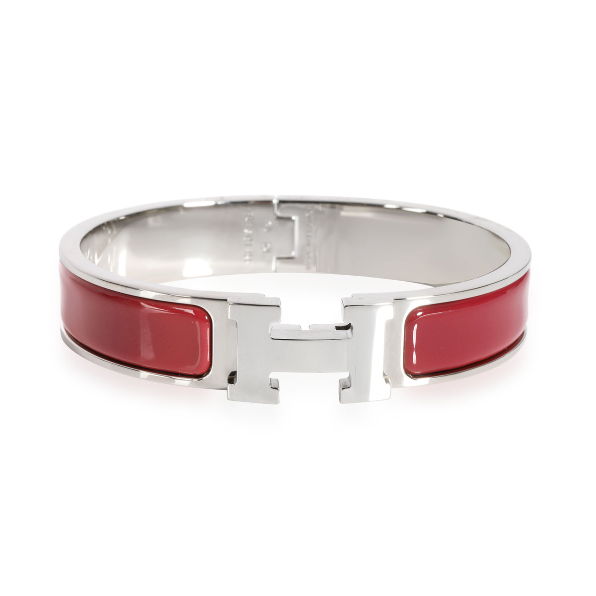 Hermès Clic H Rouge De Chine Palladium Plated Bangle