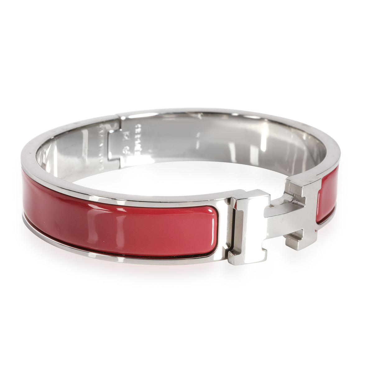 Hermès Clic H Rouge De Chine Palladium Plated Bangle