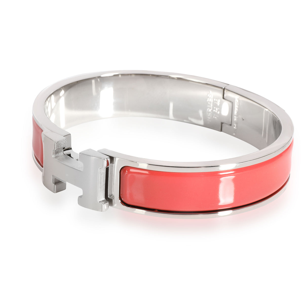 Hermes Clic H Rouge Corail Palladium Plated Bracelet Size PM