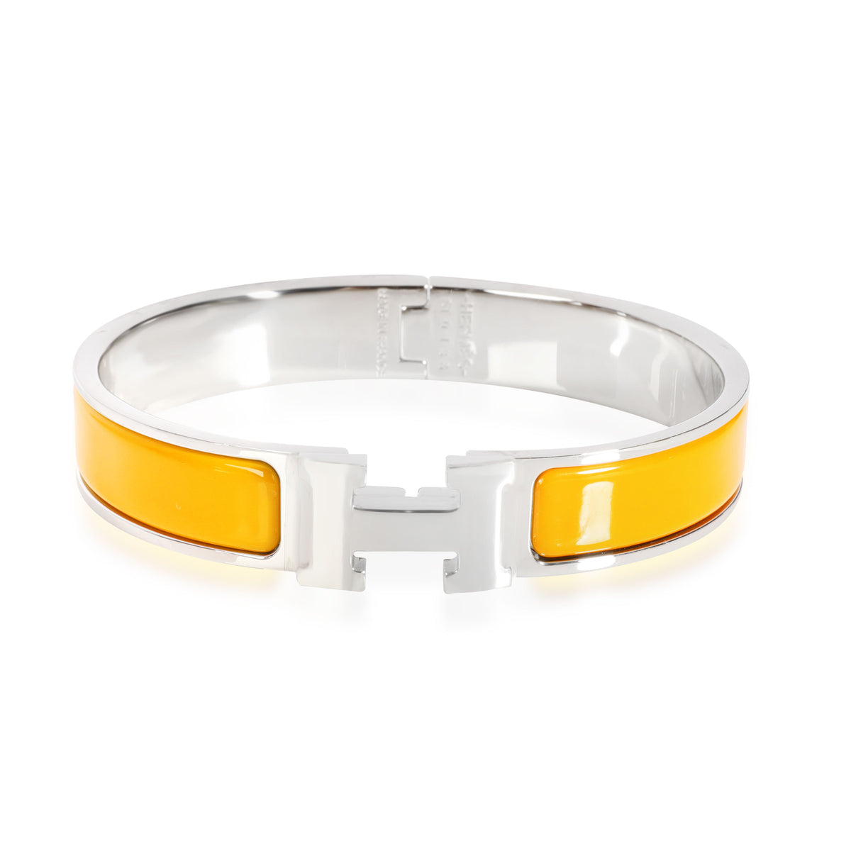 Hermes Clic H Jaune Madras Palladium Plated Bangle Size GM