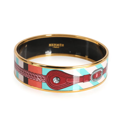 Hermes Rose Couture Coaching Gold Plated Enamel Bangle