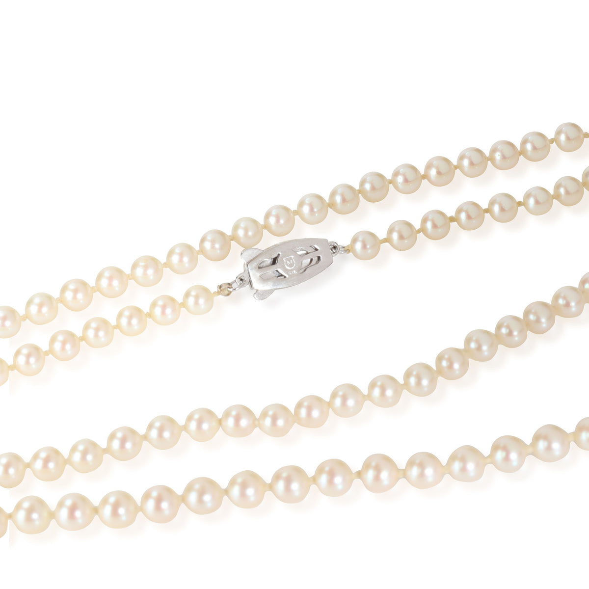 Mikimoto Vintage Pearl Necklace in Sterling Silver