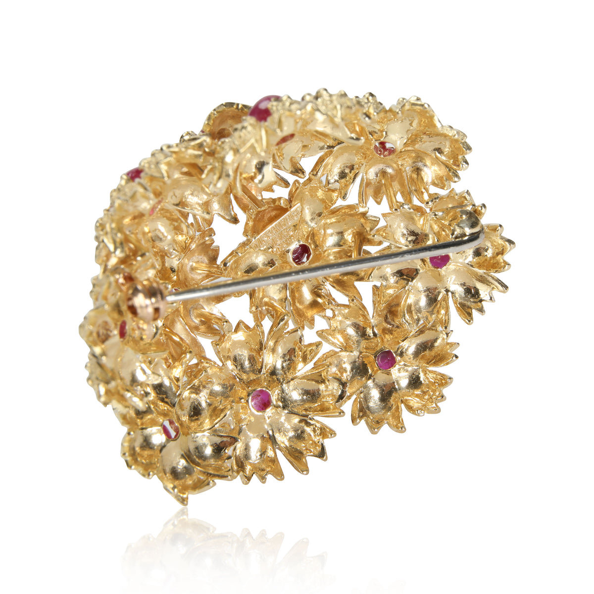 Tiffany & Co. Vintage Floral Cluster Ruby Brooch in 18K Yellow Gold