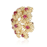 Tiffany & Co. Vintage Floral Cluster Ruby Brooch in 18K Yellow Gold