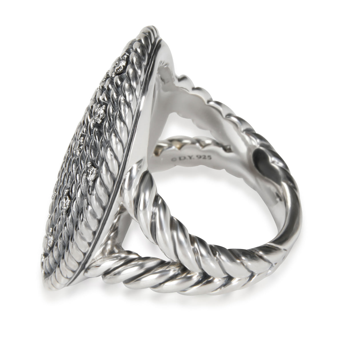 David Yurman Midnight Melange Cable Diamond Ring in  Sterling Silver 0.25 CTW