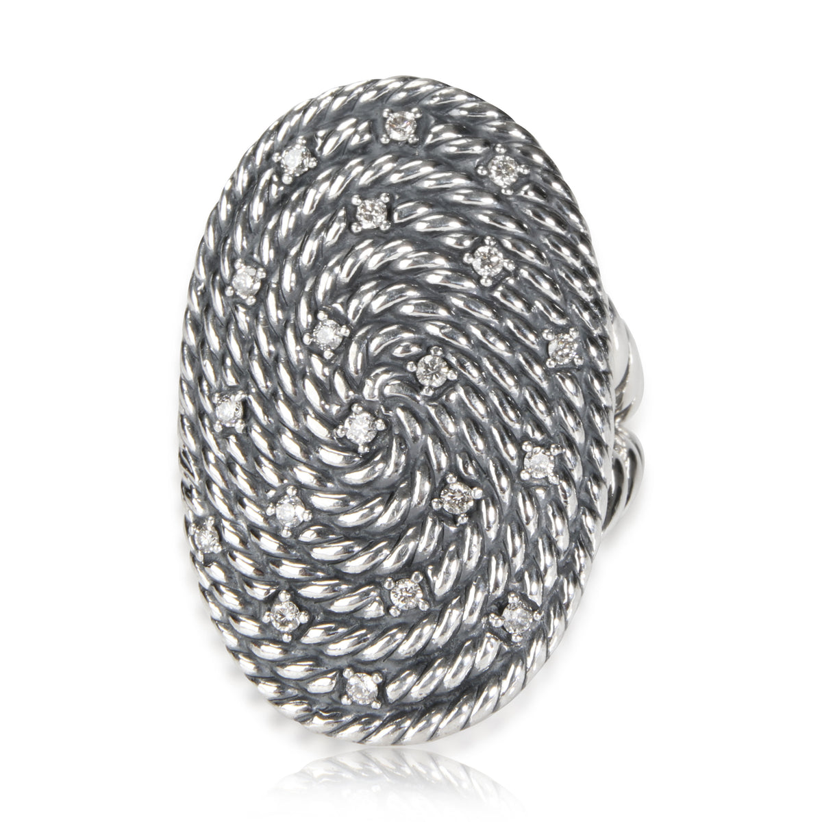 David Yurman Midnight Melange Cable Diamond Ring in  Sterling Silver 0.25 CTW