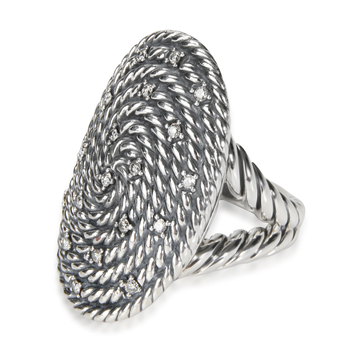 David Yurman Midnight Melange Cable Diamond Ring in  Sterling Silver 0.25 CTW