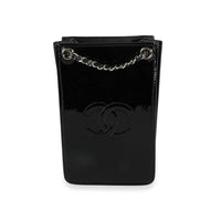 Chanel Black Patent Leather CC O-Phone Holder Crossbody