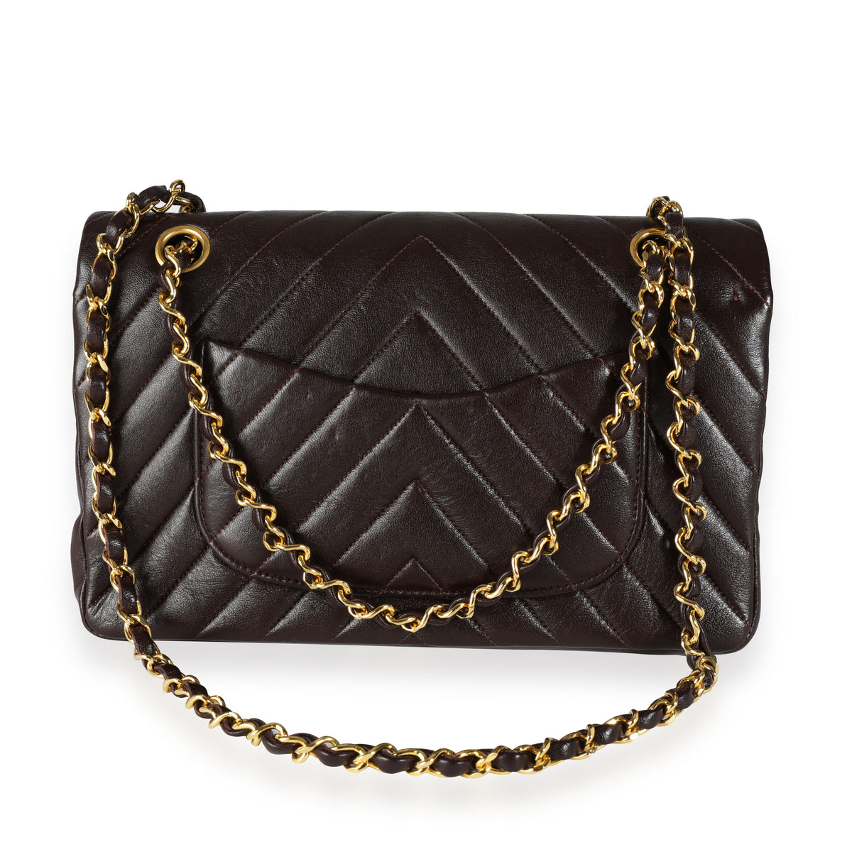 Chanel Brown Lambskin Chevron Quilted Medium Classic Double Flap Bag –  myGemma