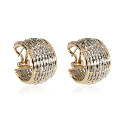 Cartier Vintage Basketweave Hoop Earrings in 18K Yellow Gold/Steel