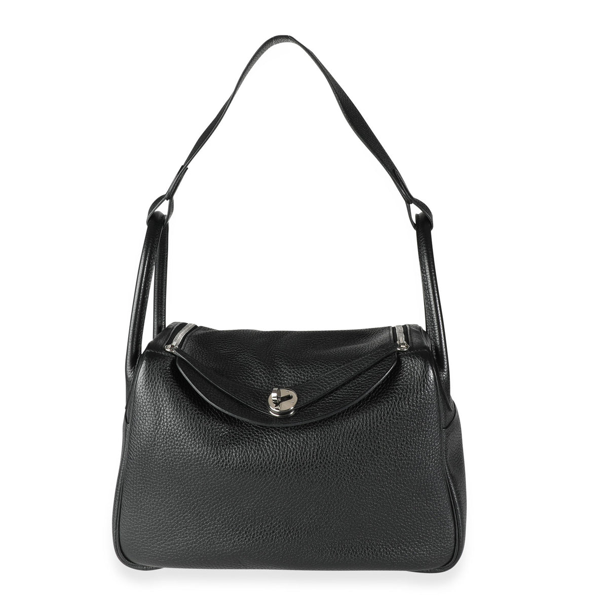 Hermès Black Clémence Leather Lindy 30 PHW